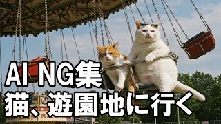 【生成AI猫動画】AI NG集　猫、遊園地に行く