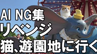 【生成AI猫動画】AI NG集　リベンジ　猫、遊園地に行く