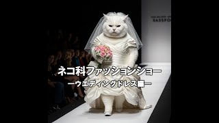 【AI生成猫動画】ネコ科ファッションショー　ウエディングドレス編
