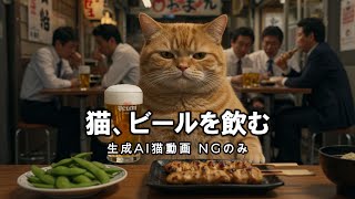 【生成AI猫動画】猫、ビールを飲む　NGバージョン