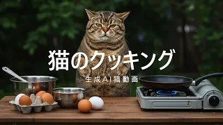 【生成AI猫動画】猫のクッキング　卵焼き編　AIのNG集